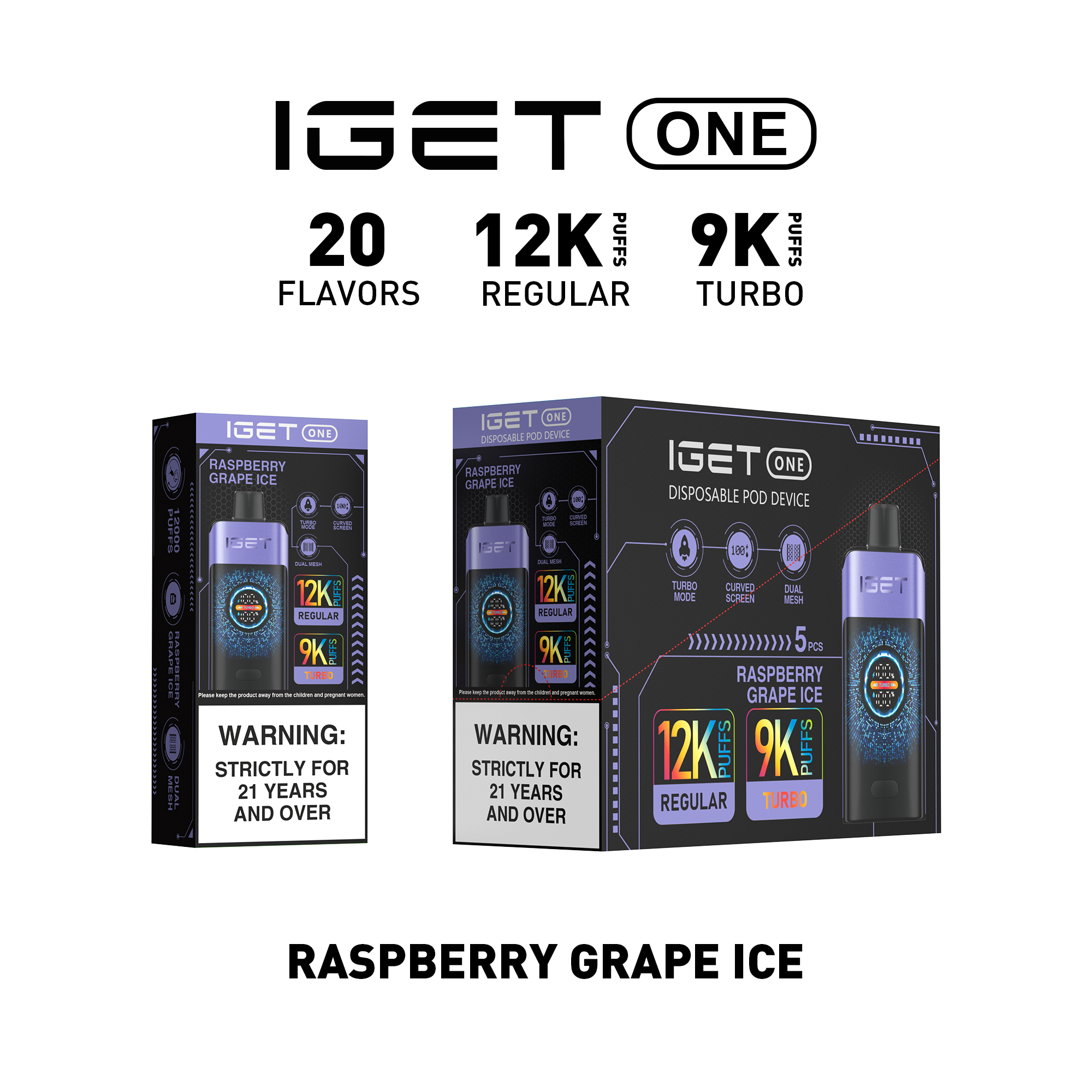 iGet ONE 12000 - Raspberry Grape Ice - 图片 3